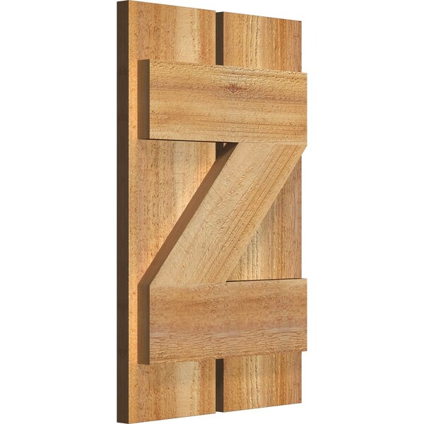 Spaced Board-n-Batten Shutters W/Z-Bar, Rough Sawn Western Red Cedar, 11 1/4W X 18H